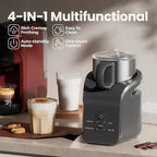 Milk Frother - Electric Steamer, 4-in-1 Automatic Warm and Cold Cappuccino Foam Maker, 12.5oz Milk Warmer for Latte, Macchiato, Stainless Steel