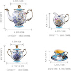 ACMLIFE Tea Sets for Adults for 6, Blue Tea Set with Cups, Fine Bone China 24K Gold, Tea Pot and Cups Set, Vintage British English Porcelain Afternoon Service Sets for Women Tea Party for Luxury Gift