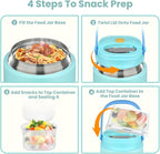 2-in-1 Insulated Food Jar & Snack Container - 15oz Kids Soup Thermos for Hot Food with Handle and Spoon, Leak Proof Reusable Toddler Snack Box, Perfect for School & Travel, Tiffany Blue