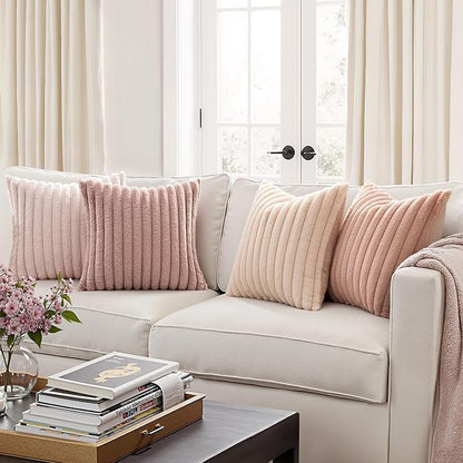 MIULEE Faux Fur Plush Decorative Throw Pillow Covers 18x18, Soft Cute Romantic - Image 2