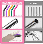 30 oz Straw for YETI Tumbler, Metal Straight Straws Reusable with Silicone Tip for BJPKPK, RTIC, WETOWETO, Beast 30 oz Tumbler, Cleaning Brush, 1 Portable Bag