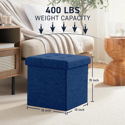 Ornavo Home 2 Pack 15 Inch Folding Storage Ottoman - Image 3