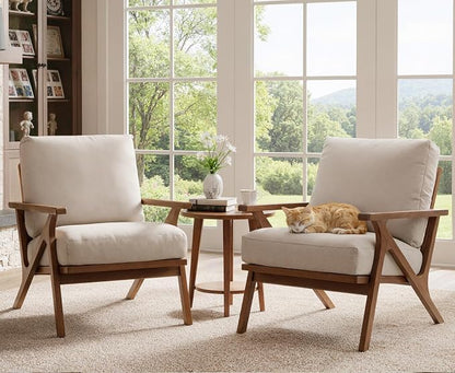 HNY Mid Century Chair, Faux Leather Upholstered Accent Armchair - Image 5