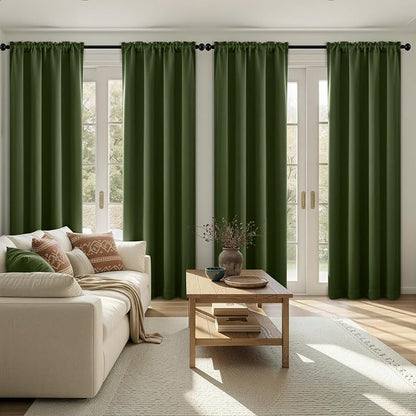 MIULEE 84 Inch Length Olive Green Blackout Bedroom Curtains Set of 4 | Thermal by MIULEE