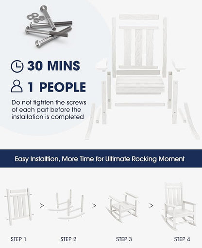 KINGYES Oversized Outdoor Rocking Chair Set of 6, All-Weather Patio Rocking - Image 6