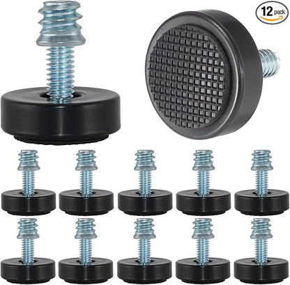 M6 Adjustable Furniture Leveler, 12 Pack Rubber Leveling Feet Screws in Threaded by DIYfurniturerepairtools