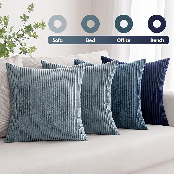 MIULEE Soft Corduroy Decorative Throw Pillow Covers Blue Navy Series 20x20 | - Image 5