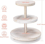 3 Tier Cupcake Stand Round,Wood Cake Stand with Tiered Tray Decor,Rustic Cake Stand for 24 Cupcakes,Cupcake Display for Home Tea Party, Birthday, Wedding, Farmhouse Decor