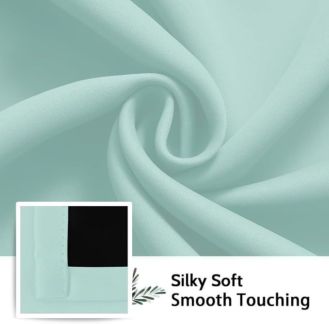 SimpleHome Aqua 100% Blackout Curtains Room Darkening Living Room 90 Inch | - Image 7