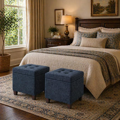 Homepop Square Tufted Storage Ottoman - Image 4