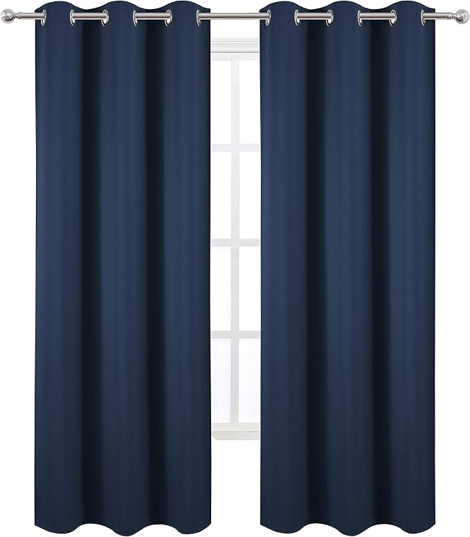 Navy Blue Blackout Curtains 34 x 84 Inch Length/Set of 2 Curtain Panels/Thermal - Image 2