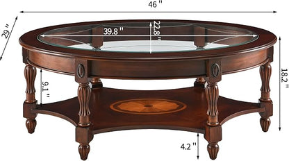 LEEMTORIG Oval Coffee Table for Living Room, Cherry Solid Wood - Image 2