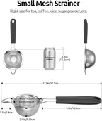 U-Taste Small Fine Mesh Strainer: 18/8 Stainless Steel 3.35in 30 Mesh Kitchen Food Sieve with Sturdy Riveted Silicone Handle, Heavy Duty Deep Handheld Metal Colander for Tea, Juice (Black)