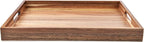 Acacia Wood Serving Tray with Handles (17 Inches) – Decorative Serving Trays Platter for Breakfast in Bed, Lunch, Dinner, Appetizers, Patio, Ottoman, Coffee Table, BBQ, Party –Great for Lap &Couch
