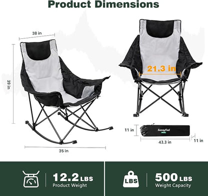 SUNNYFEEL Oversized Rocking Camping Chair 2 Pack, Fully Padded Patio Chair - Image 3