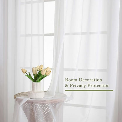 White Sheer Curtains 120 Inches Long 2 Panels, Extra Wide Farmhouse Elegant - Image 6