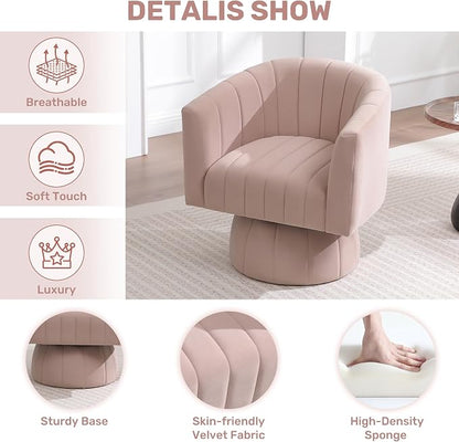 Swivel Accent Barrel Chair Set of 2, Cute Comfy Small Round 360° Arm Chair - Image 3