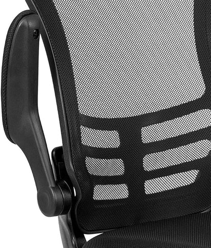 Flash Furniture Kelista Black Mesh Sled Base Side Reception Chair - Image 9