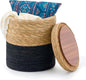 Wimarsbon Round Pouf Ottomans, Handwoven Natural Water Hyacinth Seagrass Pouffe by Wimarsbon