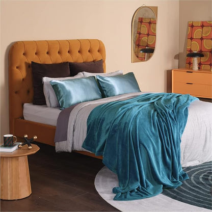 Bedsure GentleSoft Fleece Blankets King Size Teal - Image 7