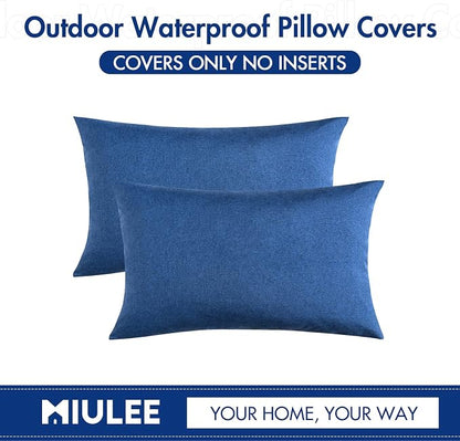 MIULEE Pack of 2 Decorative Outdoor Solid Waterproof Throw Pillow Covers Faux - Image 7