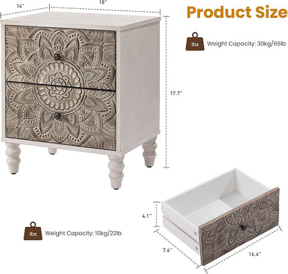 HOMPUS White Nightstands Set 2, Vintage Nightstands - Image 3