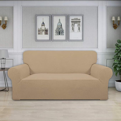 Easy-Going Stretch Oversized Loveseat Couch Covers Washable Sand | 1-Piece - Image 2