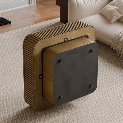 Square Coffee Table for Living Room, Fluted Drum Accent Tea Center Table - Image 6