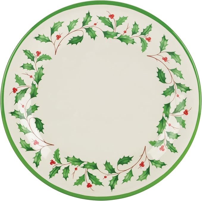 Lenox 863669 Holiday 4-Piece Melamine Dinner Plate Set, Christmas Dinnerware, Hosting