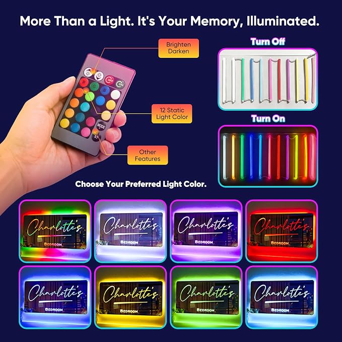 VEELU Personalized Mirror Light Custom Alphabet Name LED Night Light Lamp - Image 4