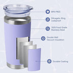 HASLE OUTFITTERS 20oz Stainless Steel Tumblers Bulk, Insulated Travel Cup with Lid, Double Wall Vacuum Coffee Mug for Cold & Hot Drinks 4 Pack, Light Purple