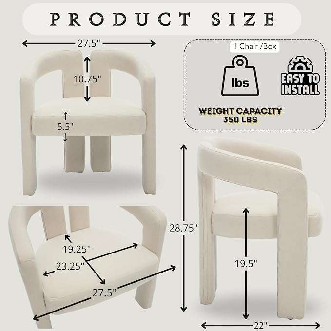 Hyfirm Upholstered Barrel Dining Chair, Linen Fabric Modern Accent Vanity Chair - Image 2