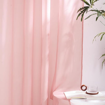 NICETOWN Baby Pink Sheer Curtains 96 Inches Long, Grommet Airy & Lightweight - Image 5