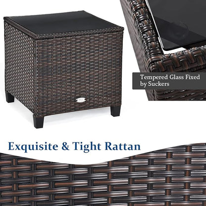 COSTWAY 3PCS Patio Furniture Set, PE Rattan Wicker Sofa w/Washable Cushion and - Image 8