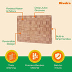 Riveira Bamboo End Grain Wood Cutting Board – Versatile And Durable: Set Of 2 Pcs Wooden Cutting Boards – Natural Wooden Cutting Boards For Kitchen Set – Complete Bamboo End Grain Cutting Board
