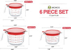M MCIRCO 6 Pcs Glass Measuring Cups with Lids Set, 1-Cup, 2-Cup, 4-Cup Measuring Jugs with Handle, Nesting Liquid Measuring Cups for Kitchen