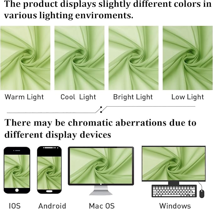 Lime Sheer Curtains for Living Room 54 Inch Length 2 Pcs, Solid Color Voile Rod - Image 4