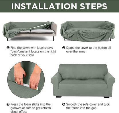 Peryiter 3 Pcs Couch and Loveseat Covers Set Sofa Cover - Image 3