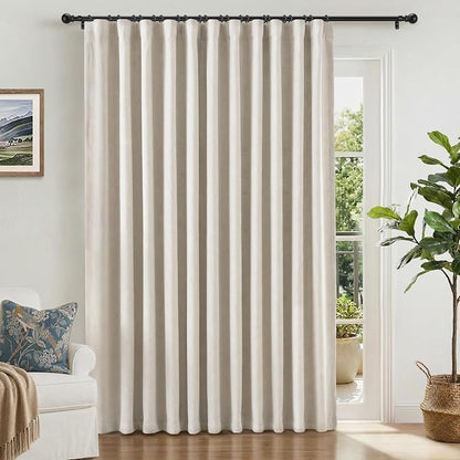 INOVADAY Linen Textured 100% Blackout Sliding Door Curtains 102x90 Beige | 1 by INOVADAY