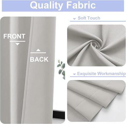 Simplebrand Ava Natural Short 24 Inches Blackout Curtain 2 Panels Set, Half - Image 3