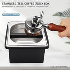 Espresso Knock Box,Stainless Steel Coffee Pucks Container, with Steel Holder and Noise Reduction Rubber Ring (7.28 x 6.8 x 4.25 inch)