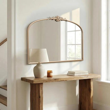 Besdomus Arched Vintage Gold Mirror: 40"x29" French Large Champagne Gold - Image 6