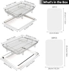 Air Fryer Basket, OPENICE 2 Set Air Fryer Pan and Crisper Tray for Oven, Non-stick Oven Air Fryer Basket for Baking and Crispy Foods - Large & Medium