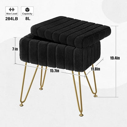 Greenstell Vanity Stool Chair Faux Fur - Image 3
