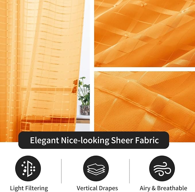 SpaceDresser Check Sheer Curtains 96 Inches Long - Image 4
