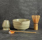 Matcha Whisk Set，Matcha Set includes Match Bowl with Spout and Whisk, Matcha Whisk Stand,Bamboo Matcha Scoop，5 Pcs Complete Ceramic Matcha Kit