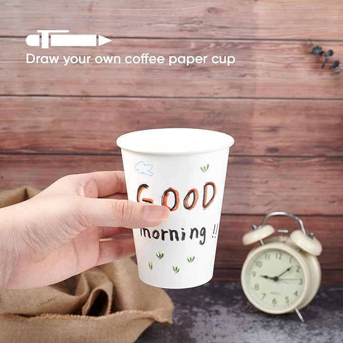 LITOPAK 240 Pack 12 oz Disposable Paper Coffee Cup, White Paper Hot Coffee Cups, Suitable for Party, Picnic, Travel, and Events