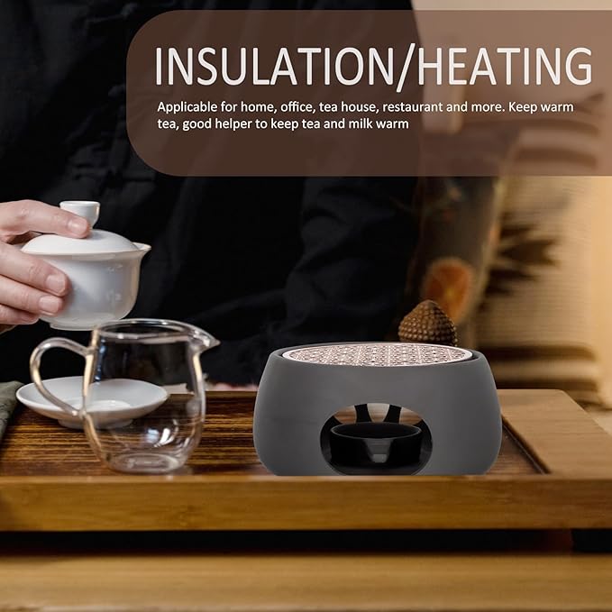 Ceramic Tea Pot Warmer Heater Set - Japanese Pottery Teapot Warmer Base With Light Candle Holder - Stove Warmer for Coffee Cup and Tea Set