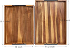 Extra-Large Wooden Tray Set of 2, (20.1'' + 18.1'') Serving Tray with Metal Handles, Rectangle Rustic Serving Trays for Breakfast, Used in Kitchen Counter, Coffee Table, Bedroom, Living Room
