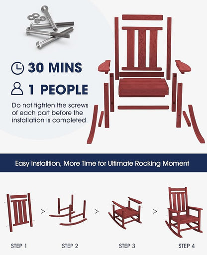 KINGYES Oversized Outdoor Rocking Chair, All-Weather Patio Rocking Chairs - Image 6